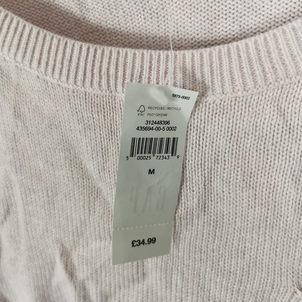 Ladies Jumper Size M 12 14 GAP Pink Thin Knit Smart Casual Short Sleeve - Picture 4 of 7